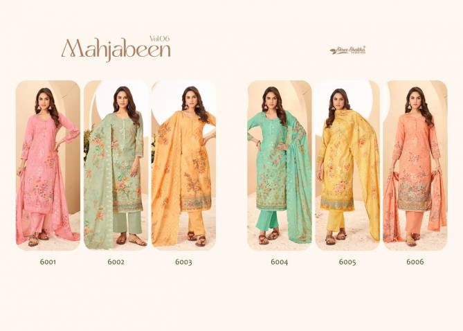 Mahajbeen Vol 6 By Shree Shalika Printed Embroidery Lawn Cotton Dress Material Wholesale Online
